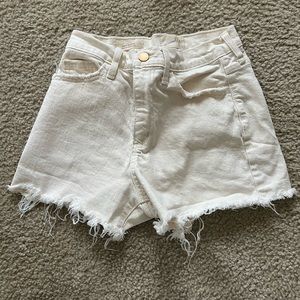 Cream Denim Highwaisted Shorts